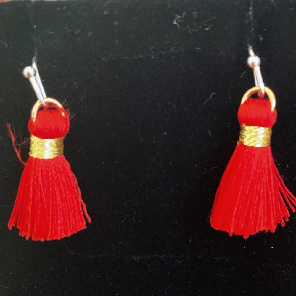 Handcrafted Red Tassel earrings